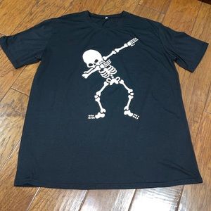 Dabbing Skeleton T-Shirt Mens Medium Unisex Halloween Funny Shirt Dancing Black